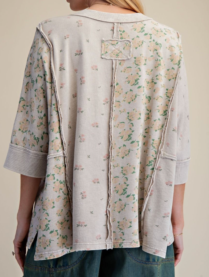 Printed Mix Washed Terry Top