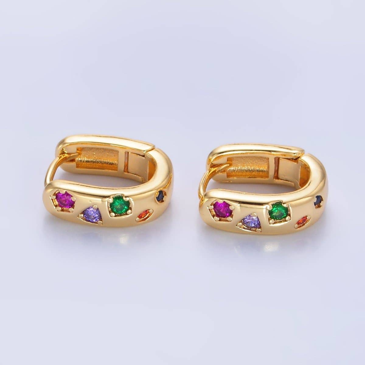 24K Gold Filled Multicolor Huggie Earrings