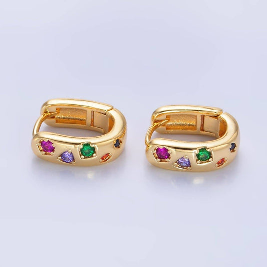 24K Gold Filled Multicolor Huggie Earrings