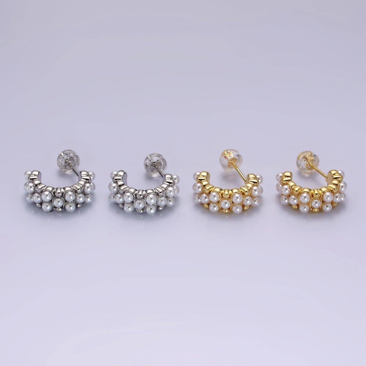 14K Gold Filled Pearl Hoop Earrings