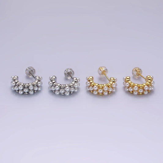 14K Gold Filled Pearl Hoop Earrings