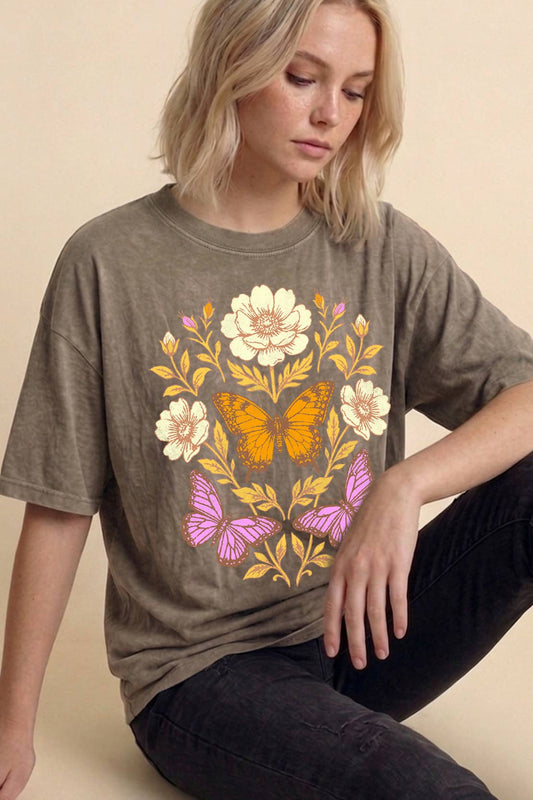 Floral Butterflies Graphic Tee