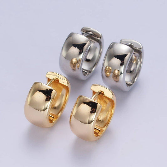 Wide Minimalist Huggie Hoop Earrings