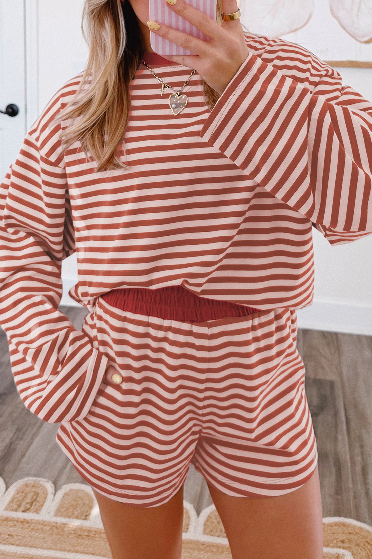 Oversized Stripe Long Sleeve Lounge Set
