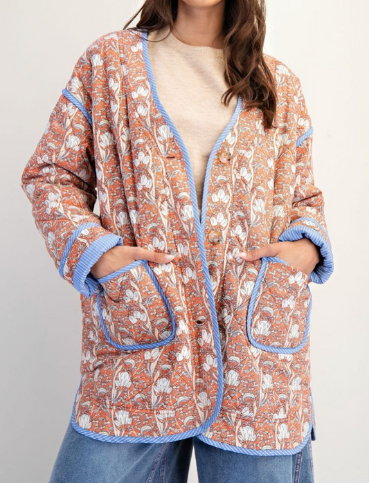 Cotton Print Quilted Jacket