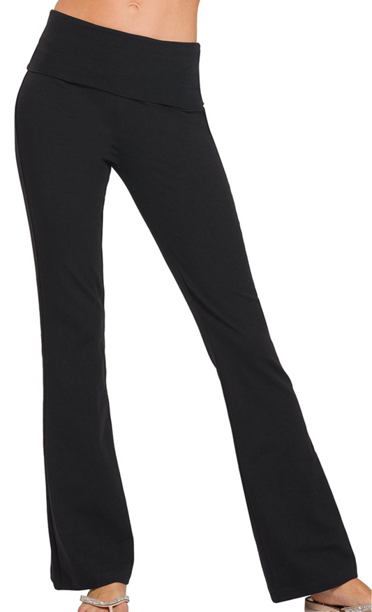 Premium Cotton Fold Over Yoga Flare Pant