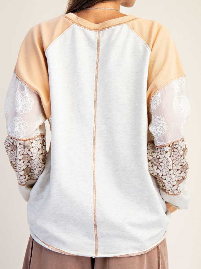 Washed Terry Crochet Top
