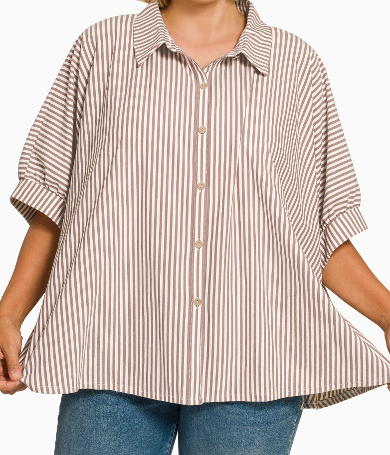Oversized Stripe Button Down Shirt