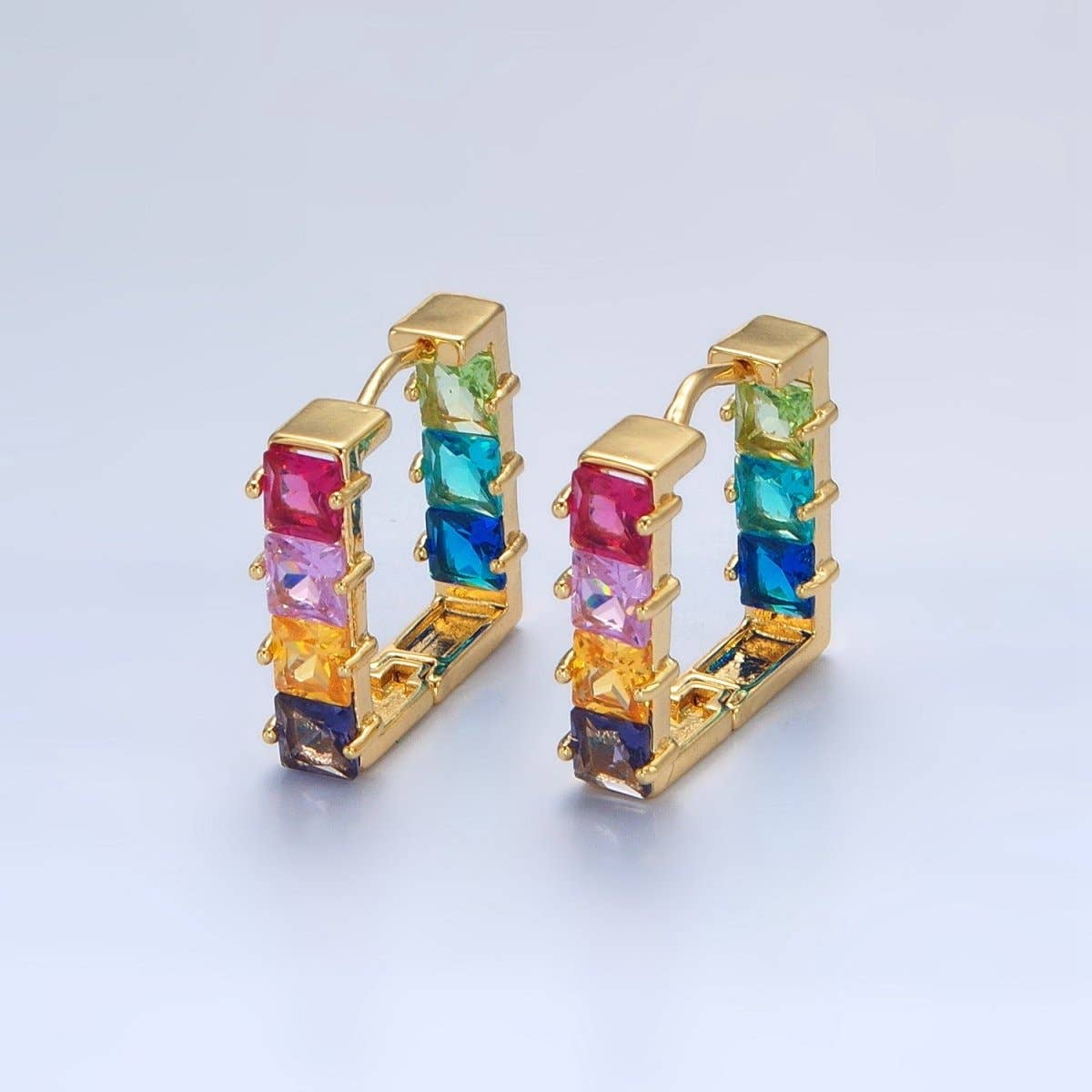 24K Gold Filled Multicolor Square Earrings