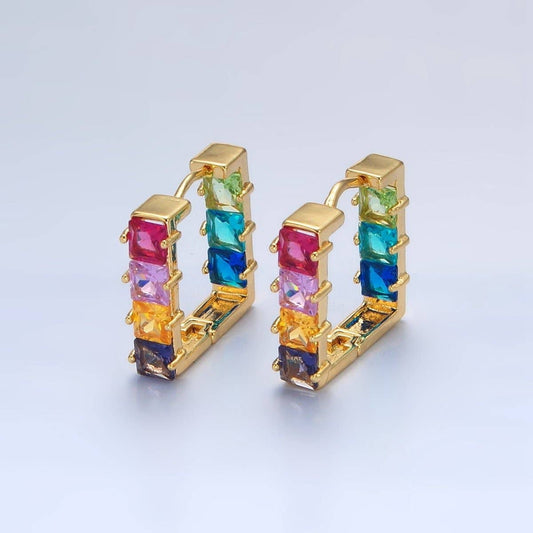 24K Gold Filled Multicolor Square Earrings